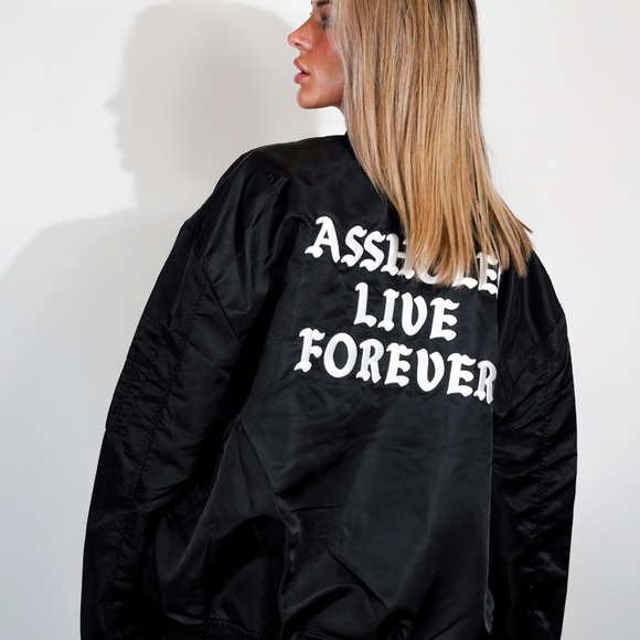 NEW Assholes Live Forever - Unisex Black Irish
Bandana Reversible Bomber Jacket - Picture 4 of 8